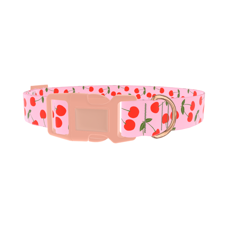 Cherry Pattern Dog Collar - plastic rose gold