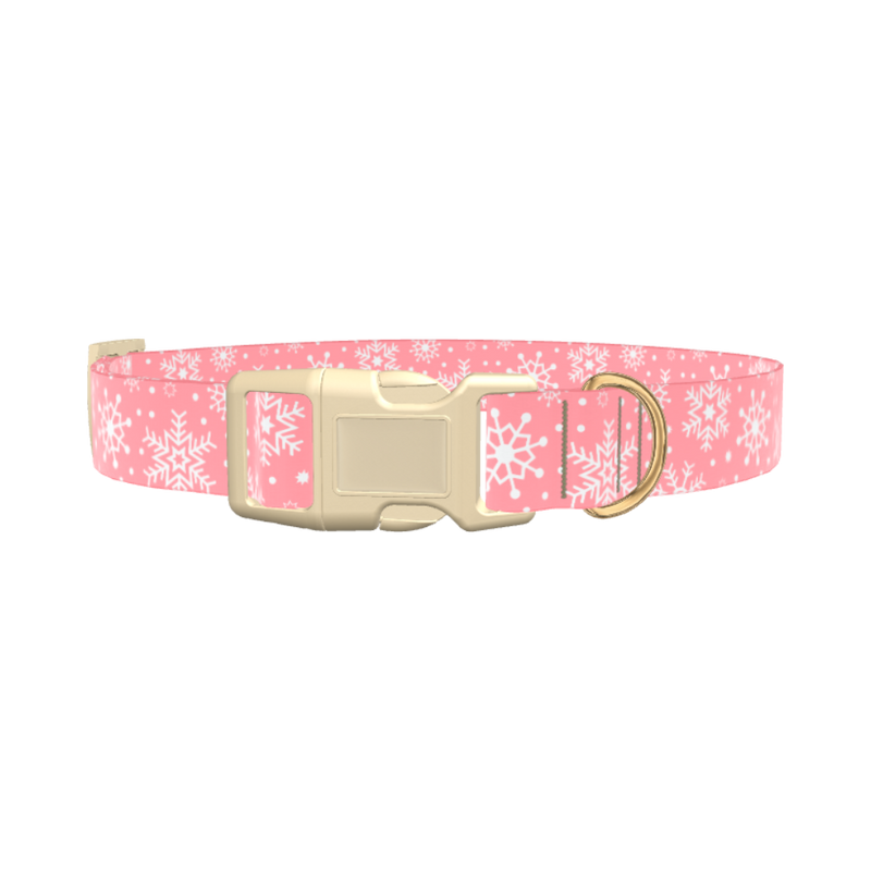 Pink Snowflake Pattern Dog Collar - plastic rose gold