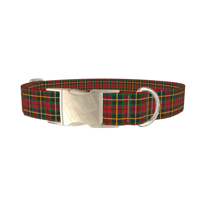 Cross Plaid Dog Collar - metal silver