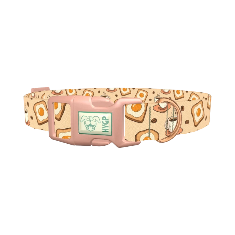 Breakfast Coffee Dog Collar - plastic rose gold