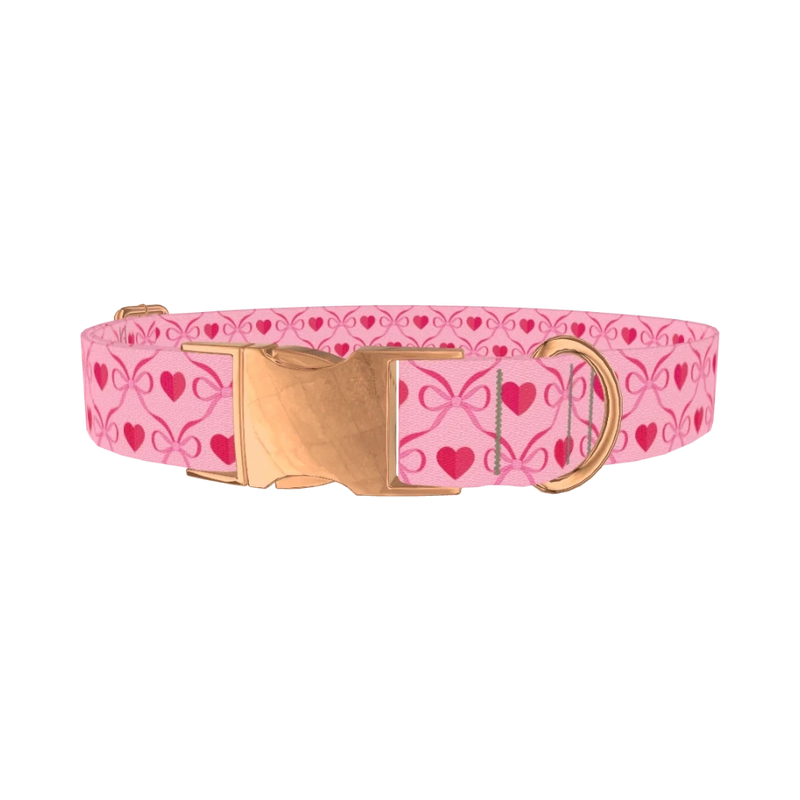 Valentine Heart Dog Collar - metal rose gold