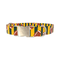 Green Stripe Football Dog Collar - metal silver