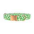 Green Daisy Meadow Dog Collar - metal rose gold