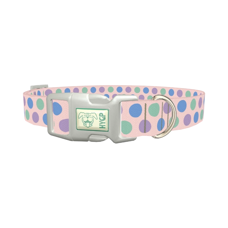 Pastel Polka Dot Dog Collar - plastic silver
