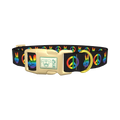 Rainbow Peace Dog Collar - plastic gold