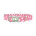 White Daisy Pink Dog Collar - plastic silver