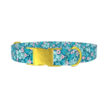 Floral Blue Dog Collar - metal gold