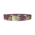 Colorful Leopard Print Dog Collar - metal silver