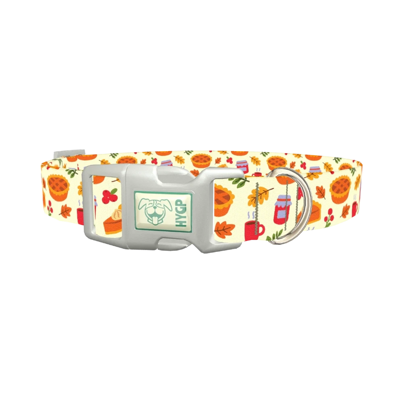 Thanksgiving Pie Dog Collar - plastic silver