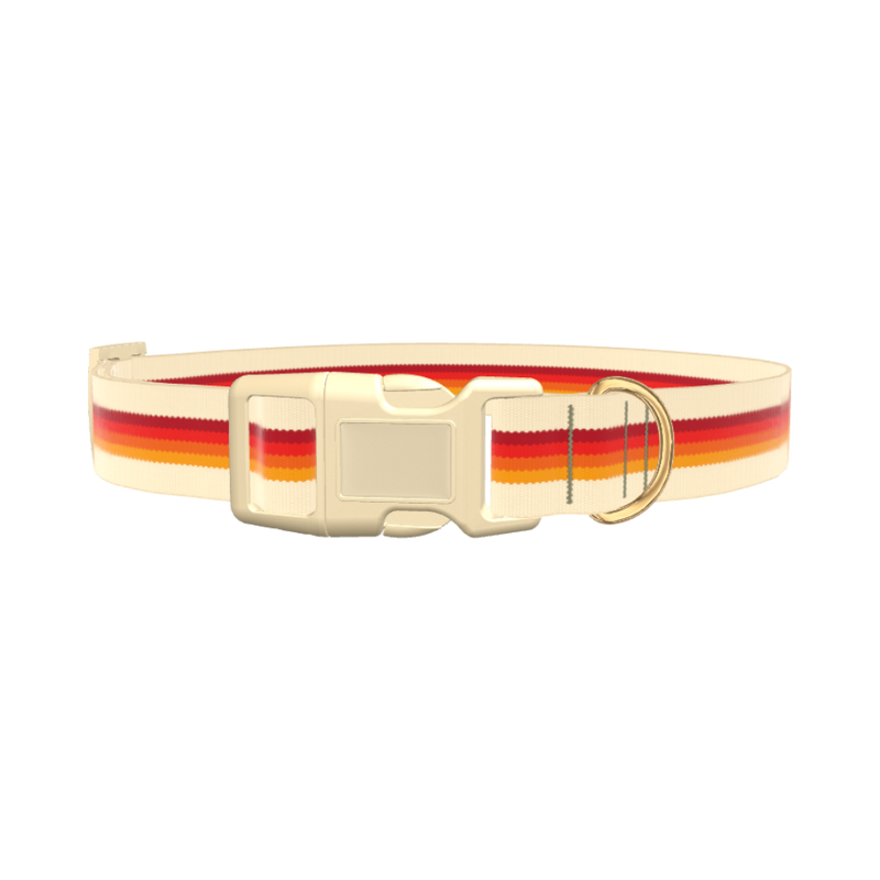 Retro Hexagon Stripe Dog Collar - plastic silver