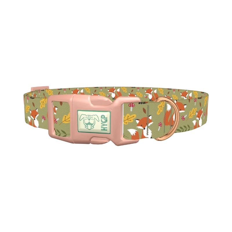 Woodland Fox Dog Collar - plastic rose gold