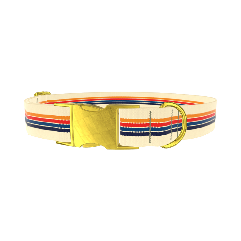 Colorful Stripe Hexagon Dog Collar - metal rose gold