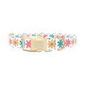 Floral Sketch Dog Collar - plastic silver