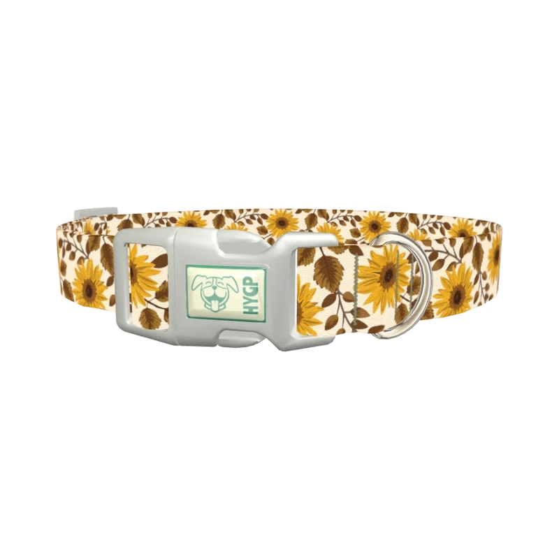 Sunflower Leaf Dog Collar - plastic silver