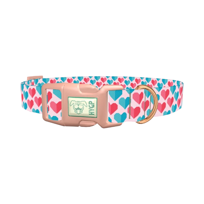 Geometric Colorful Heart Dog Collar - plastic rose gold