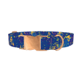 Abstract Blue Paint Dog Collar - metal rose gold