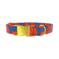 Blue Basketball Pattern Dog Collar - metal gold
