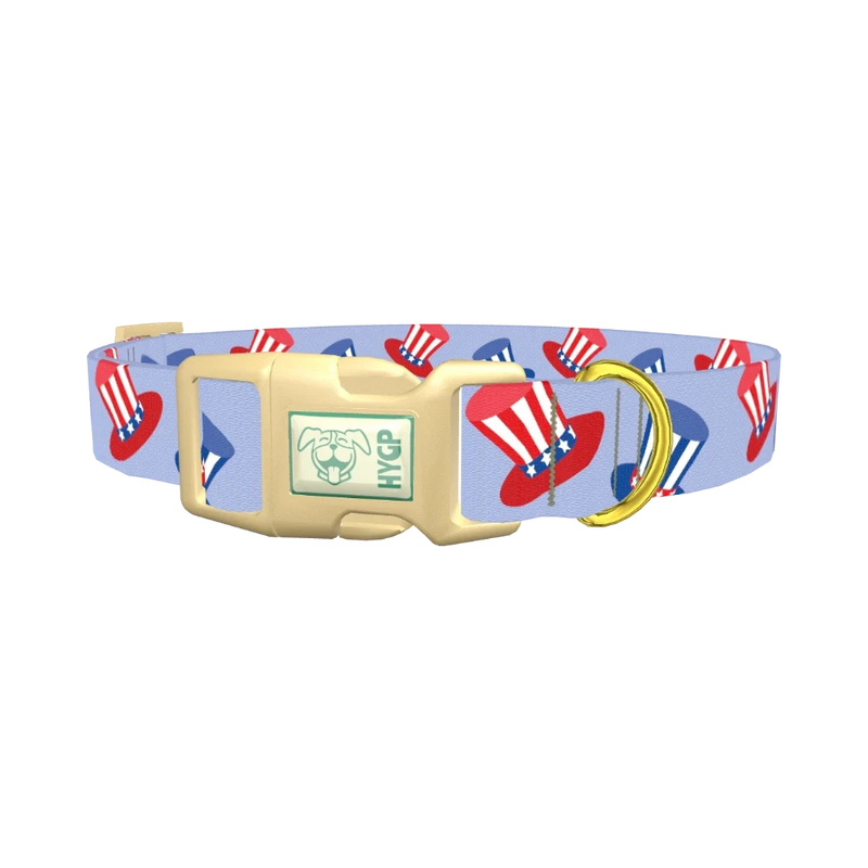 Patriotic Hat Dog Collar - plastic gold