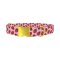 Pink Strawberry Dog Collar - metal gold