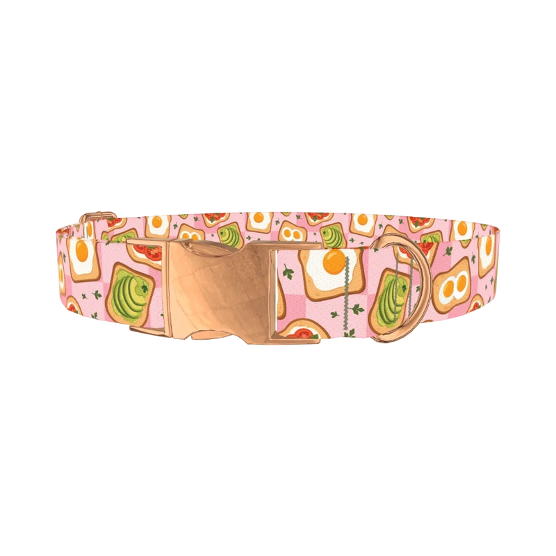 Avocado Toast Dog Collar - metal rose gold