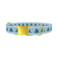 Blue Knitted Christmas Tree Dog Collar - metal gold