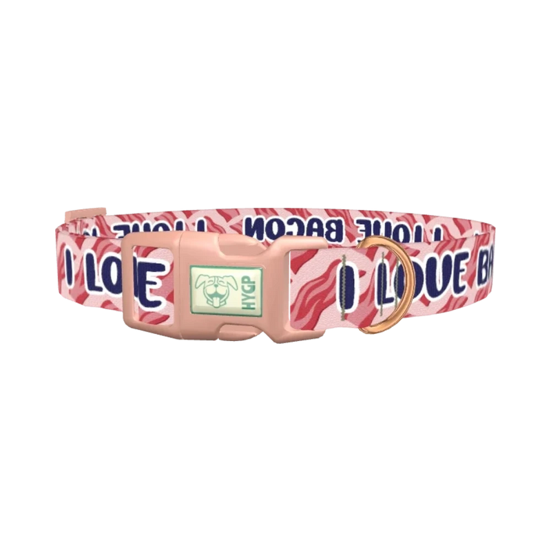 Bacon Love Dog Collar - plastic rose gold