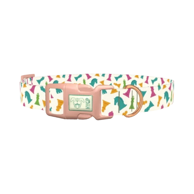 Colorful Chess Dog Collar - plastic rose gold
