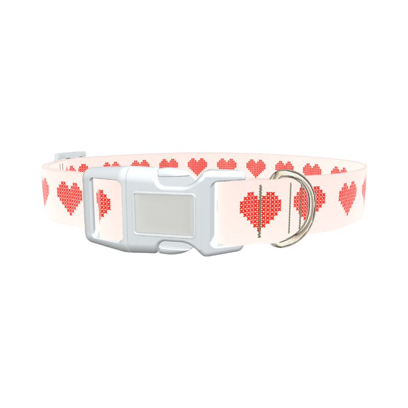 Cross Stitch Heart Dog Collar - plastic rose gold