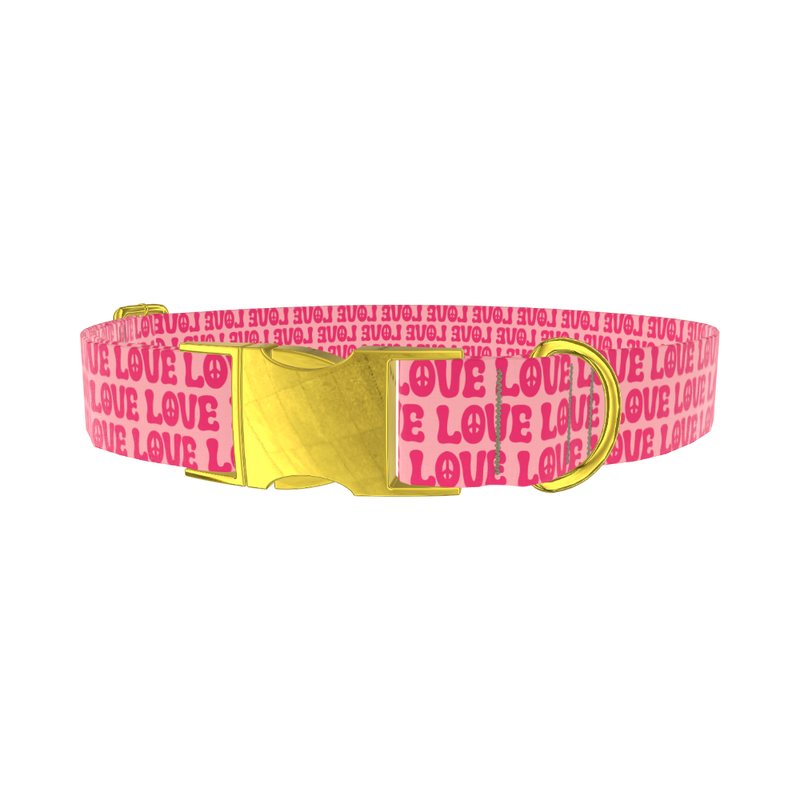 Love Peace Dog Collar - metal gold