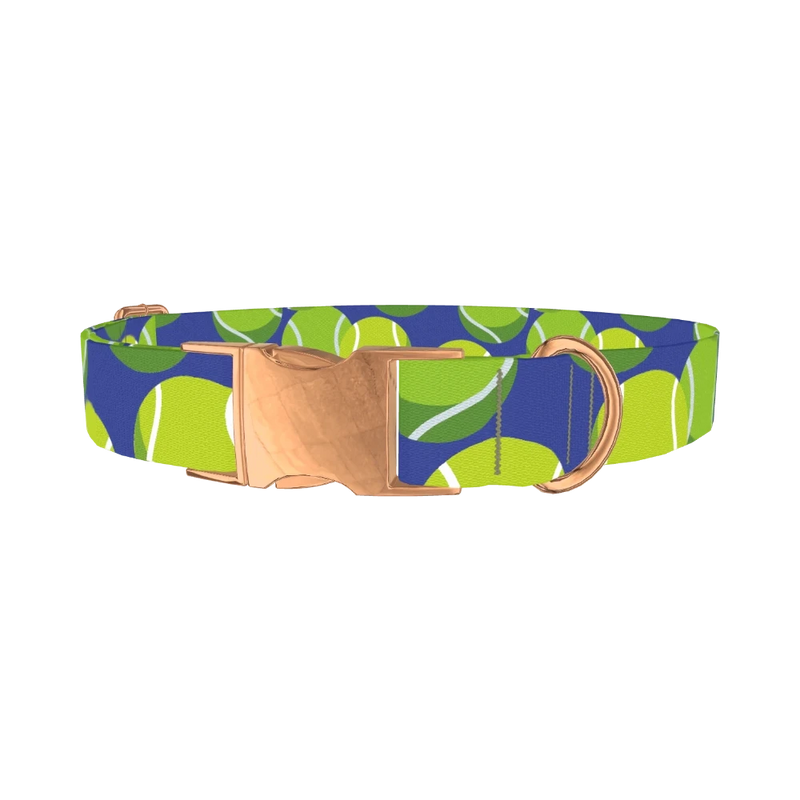 Tennis Ball Dog Collar - metal rose gold