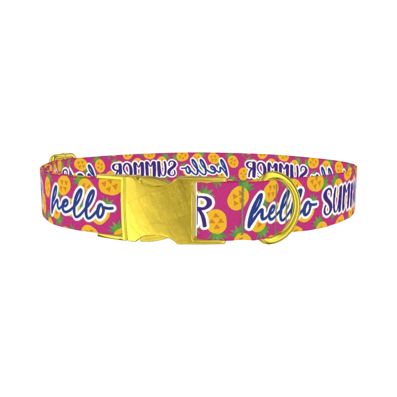 Tropical Summer Dog Collar - metal gold