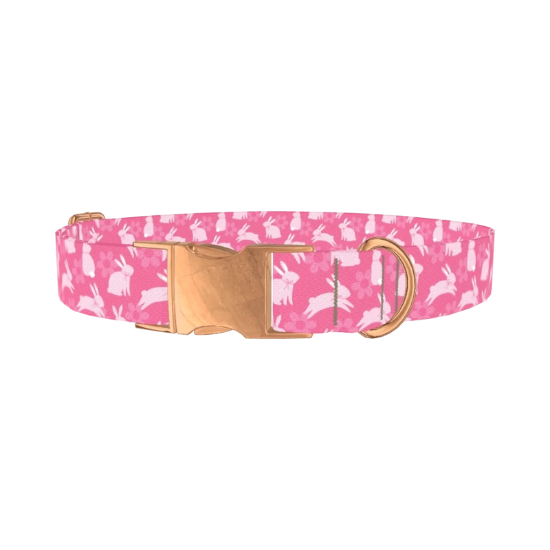 Easter Bunny Floral Dog Collar - metal rose gold
