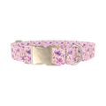 Watercolor Floral Dog Collar - metal silver