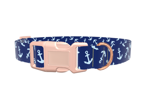 Blue Anchor Pattern Dog Collar