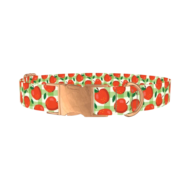 Apple Picnic Dog Collar - metal rose gold