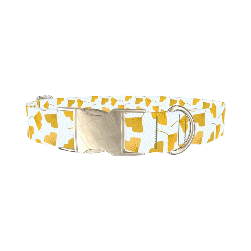 Floral Leaf Dog Collar - metal silver