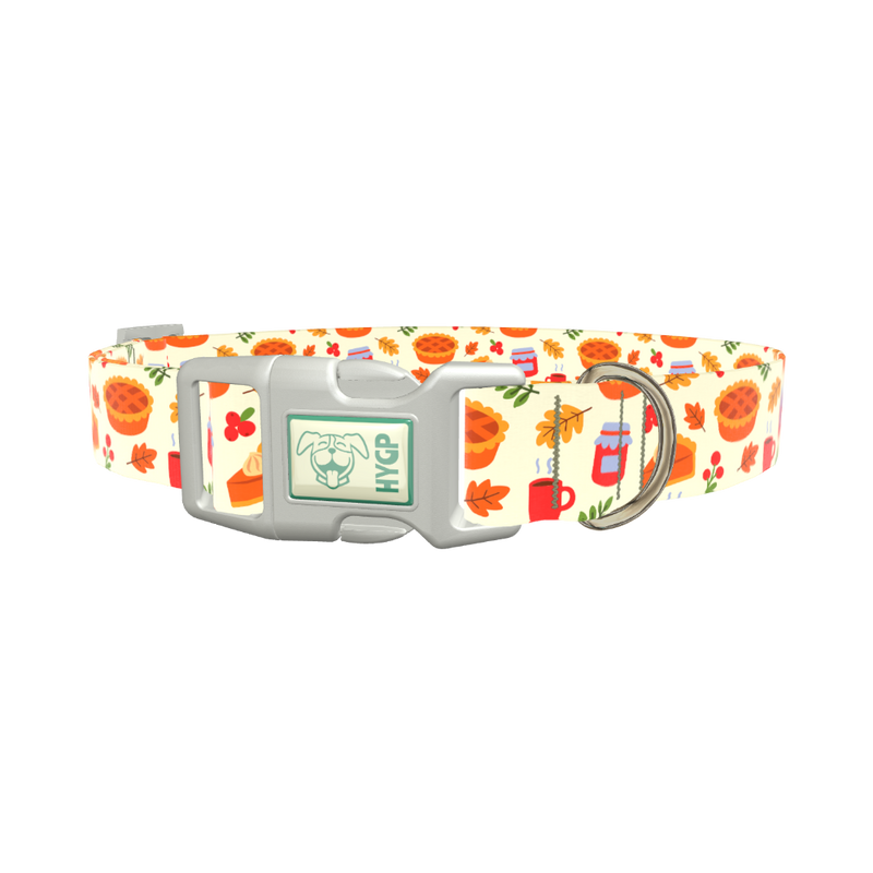 Thanksgiving Pie Dog Collar - plastic rose gold