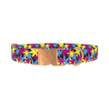 Colorful Leaf Pattern Dog Collar - metal rose gold