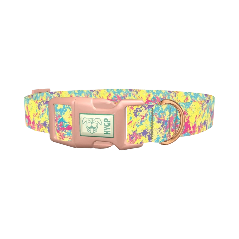 Colorful Splatter Dog Collar - plastic rose gold
