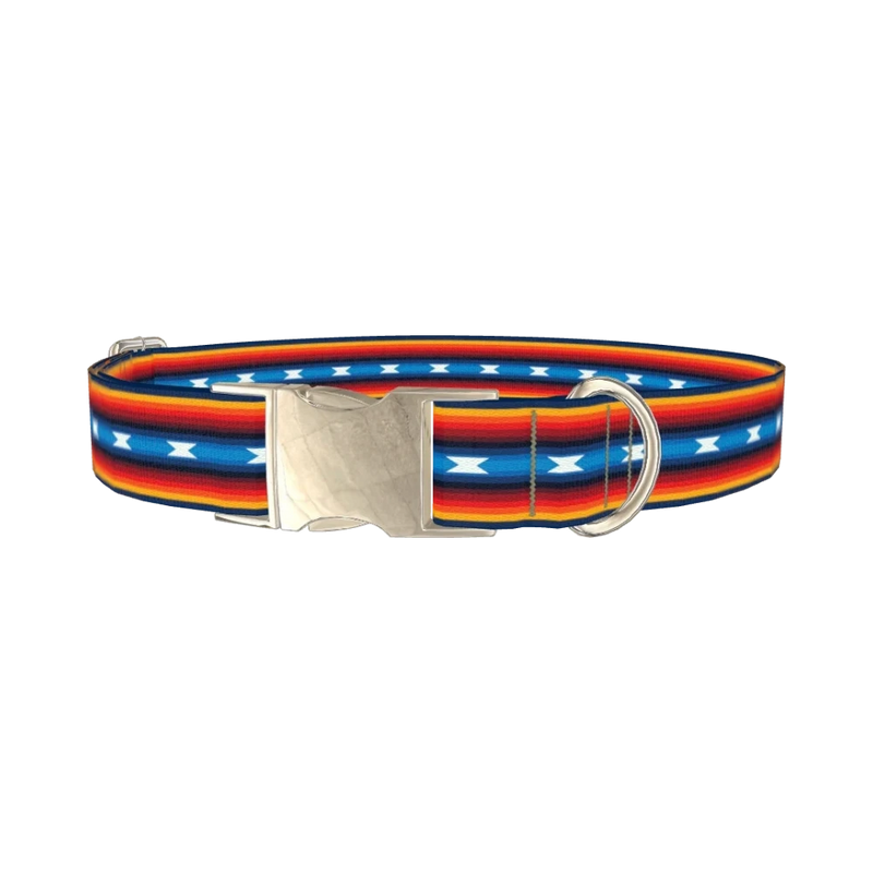 Rainbow Geometric Dog Collar - metal silver