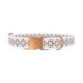 Colorful Cross Stitch Dog Collar - metal rose gold