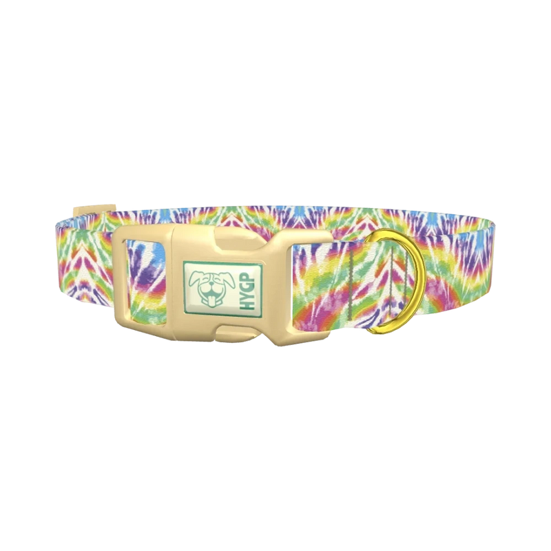 Multicolor Tie-Dye Dog Collar - plastic gold