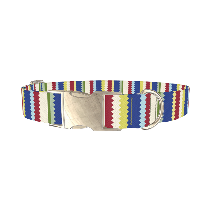 Scallop Stripe Dog Collar - metal silver