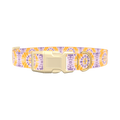 Yellow Purple Tie-Dye Dog Collar - plastic silver