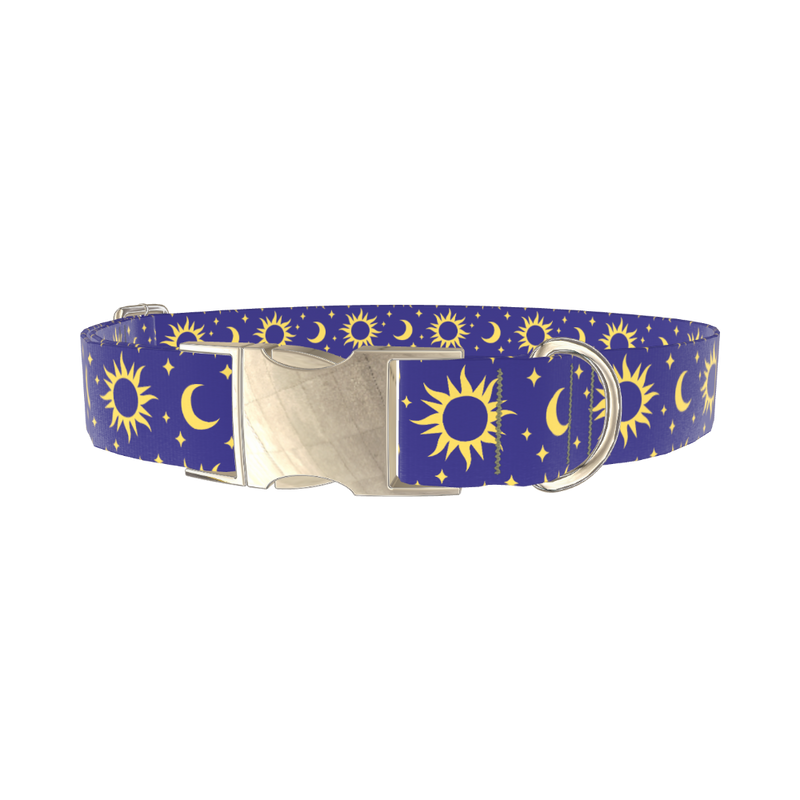 Sun and Moon Dog Collar - metal gold