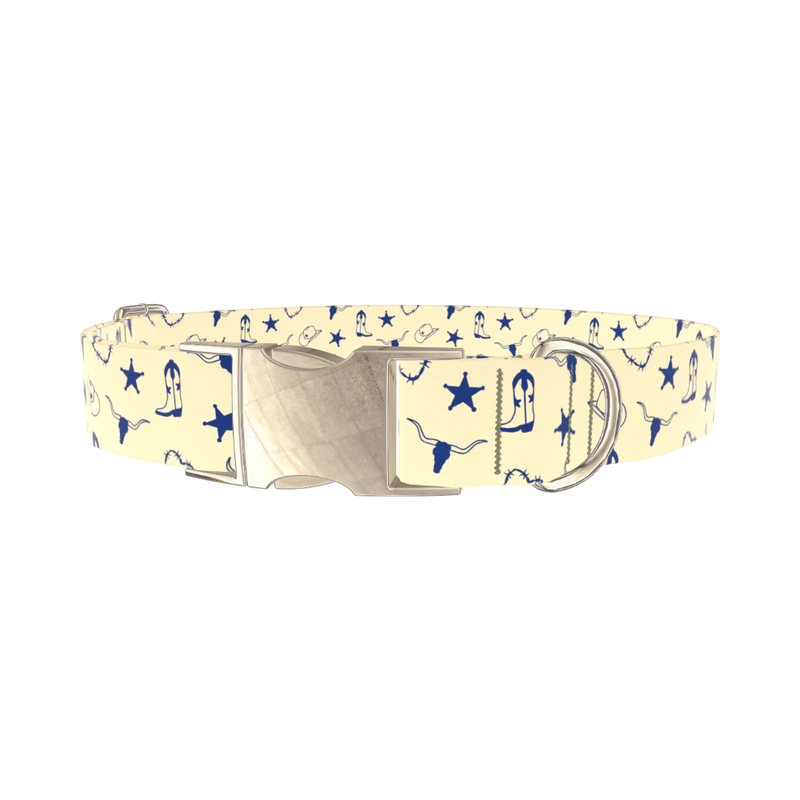 Cowboy Western Heart Dog Collar - metal gold