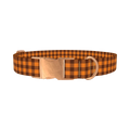 Brown Checkered Dog Collar - metal rose gold
