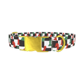Checkered Chess Piece Dog Collar - metal gold