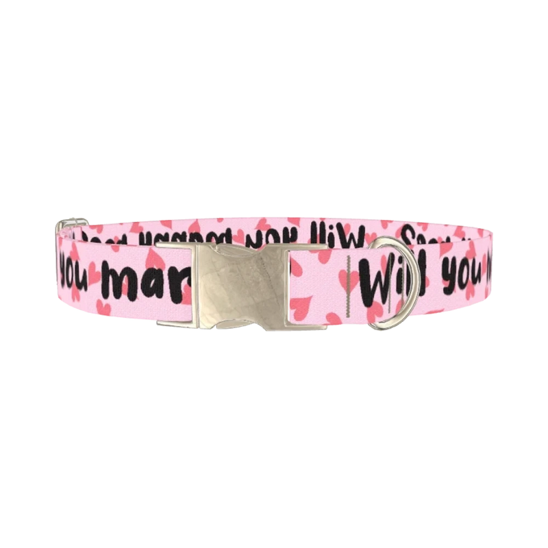 Heart Pattern Dog Collar - metal silver