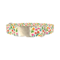 Floral Tulip Stripes Dog Collar - metal silver